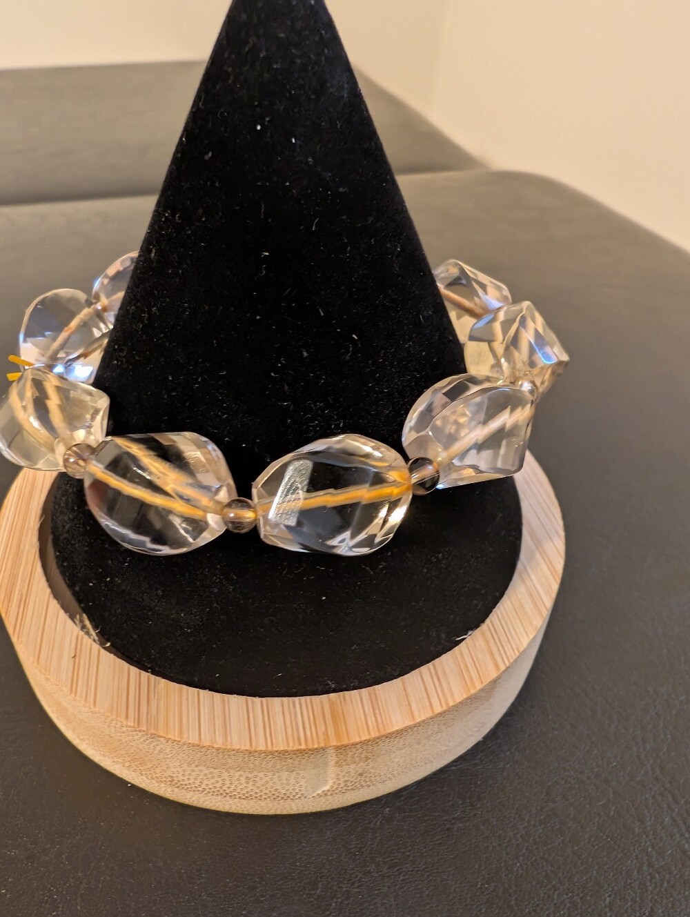 Clear Crystal Beaded Stretch Bracelet - Statement Jewelry